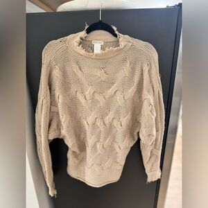 Main Strip Distressed Beige Sweater